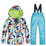 New Children's Ski Suit Winter Children Windproof Waterproof Super Warm Colorful Snow Ski Jackets and Pants Girls Winter Jacket