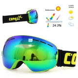COPOZZ brand ski goggles double layers UV400 anti-fog big ski mask glasses skiing snow men women snowboard goggles GOG-201 Pro