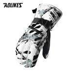 AOLIKES Thermal Ski Gloves Men Women Winter Fleece Waterproof Warm Snowboard Snow Gloves 3 Finger Touch Screen for Skiing Riding