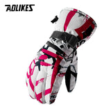 AOLIKES Thermal Ski Gloves Men Women Winter Fleece Waterproof Warm Snowboard Snow Gloves 3 Finger Touch Screen for Skiing Riding