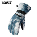 AOLIKES Thermal Ski Gloves Men Women Winter Fleece Waterproof Warm Snowboard Snow Gloves 3 Finger Touch Screen for Skiing Riding