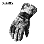 AOLIKES Thermal Ski Gloves Men Women Winter Fleece Waterproof Warm Snowboard Snow Gloves 3 Finger Touch Screen for Skiing Riding