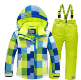 2019 Boys Skiing Suits Fleece Hood Jackets Overalls Children Snow Sets Waterproof Sport Kids Ski Clothing Set Windproof Outfits