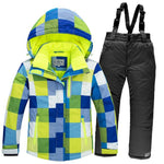 2019 Boys Skiing Suits Fleece Hood Jackets Overalls Children Snow Sets Waterproof Sport Kids Ski Clothing Set Windproof Outfits