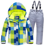 2019 Boys Skiing Suits Fleece Hood Jackets Overalls Children Snow Sets Waterproof Sport Kids Ski Clothing Set Windproof Outfits