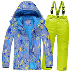 2019 Boys Skiing Suits Fleece Hood Jackets Overalls Children Snow Sets Waterproof Sport Kids Ski Clothing Set Windproof Outfits