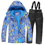 2019 Boys Skiing Suits Fleece Hood Jackets Overalls Children Snow Sets Waterproof Sport Kids Ski Clothing Set Windproof Outfits