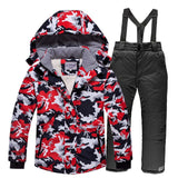 2019 Boys Skiing Suits Fleece Hood Jackets Overalls Children Snow Sets Waterproof Sport Kids Ski Clothing Set Windproof Outfits