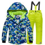2019 Boys Skiing Suits Fleece Hood Jackets Overalls Children Snow Sets Waterproof Sport Kids Ski Clothing Set Windproof Outfits