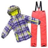 Detector Waterproof Ski Suit for Children Girls Warm Winter Set Kids Windproof Hoodie Snowboard Jacket and Pant Fur Snow Clothes