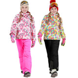 2019 Winter Ski Suit for Girls Fleece Hooded Kids Snow Sets Jacket Overalls Windproof Outdoor Sport Children Clothing Sets