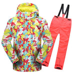 2019 Winter Ski Suit for Girls Fleece Hooded Kids Snow Sets Jacket Overalls Windproof Outdoor Sport Children Clothing Sets