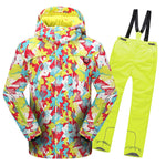 2019 Winter Ski Suit for Girls Fleece Hooded Kids Snow Sets Jacket Overalls Windproof Outdoor Sport Children Clothing Sets