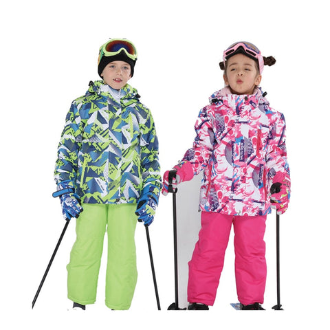 Children Ski Suit Skiing  Jacket Waterproof Windproof Clothing Kids Ski Pants Boys Girls -30 DEGREE Winter Snowboarding jacket