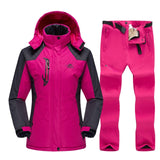 Ski Suit For Women Outdoor Waterproof Windproof Snowboard Ski Jacket Pants Winter Snow Skiing Fleece Jackets Women's Ski Suit