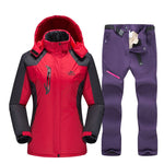 Ski Suit For Women Outdoor Waterproof Windproof Snowboard Ski Jacket Pants Winter Snow Skiing Fleece Jackets Women's Ski Suit