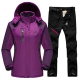Ski Suit For Women Outdoor Waterproof Windproof Snowboard Ski Jacket Pants Winter Snow Skiing Fleece Jackets Women's Ski Suit