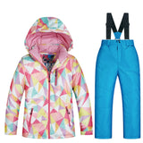 New Ski Suit Girls Children's Brands High Quality Windproof Waterproof Snow Warm Child Winter Sets Thicken Snowboard Suits LFSJ