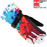 As Fish Winter -30 Thicken Ski Gloves Men Women Children Windproof Waterproof Adjustable Snowboard Climbing Snow Gloves