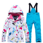 Winter kids Ski Suit Sport Set For Children Thicken Windproof Hooded Child Down Suit Snowboard Jackets+Pants Two Piece Clothes