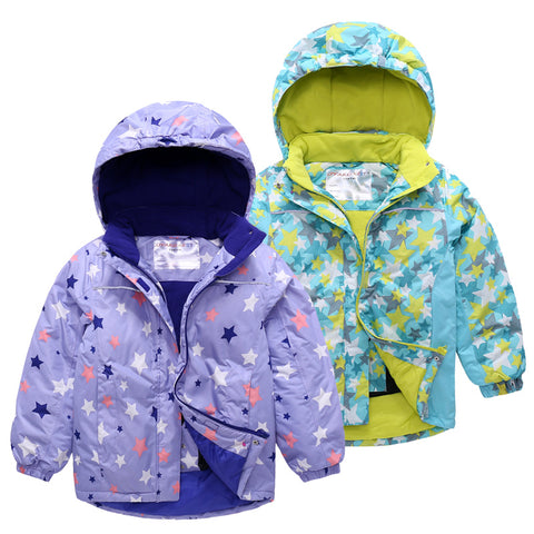 Outdoor Children BOY'S Girls Big Boy Waterproof Cotton Coat Raincoat Jacket Ski Suit Baby Coat Hooded Fleece Thick