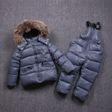Hot new Children Winter Clothes for kids baby big girl Ski sport Suit fur hooded ski Warm girl Coats Jackets+Bib Pants sports