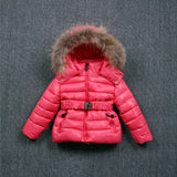 Hot new Children Winter Clothes for kids baby big girl Ski sport Suit fur hooded ski Warm girl Coats Jackets+Bib Pants sports