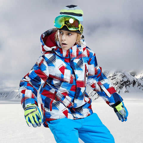 Boys Girls Kids Children Ski Suit Waterproof  Ski Jacket Snow Pants Thermal Boys Girls Winter Outdoor Hooded Clothes Costume Set