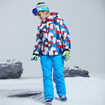 Boys Girls Kids Children Ski Suit Waterproof  Ski Jacket Snow Pants Thermal Boys Girls Winter Outdoor Hooded Clothes Costume Set