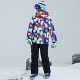 Boys Girls Kids Children Ski Suit Waterproof  Ski Jacket Snow Pants Thermal Boys Girls Winter Outdoor Hooded Clothes Costume Set