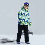 Boys Girls Kids Children Ski Suit Waterproof  Ski Jacket Snow Pants Thermal Boys Girls Winter Outdoor Hooded Clothes Costume Set
