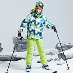 Boys Girls Kids Children Ski Suit Waterproof  Ski Jacket Snow Pants Thermal Boys Girls Winter Outdoor Hooded Clothes Costume Set